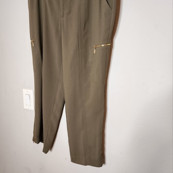 Cache Green Flowy Trouser Pants Size 12 Zip Ankles - Picture 6 of 10
